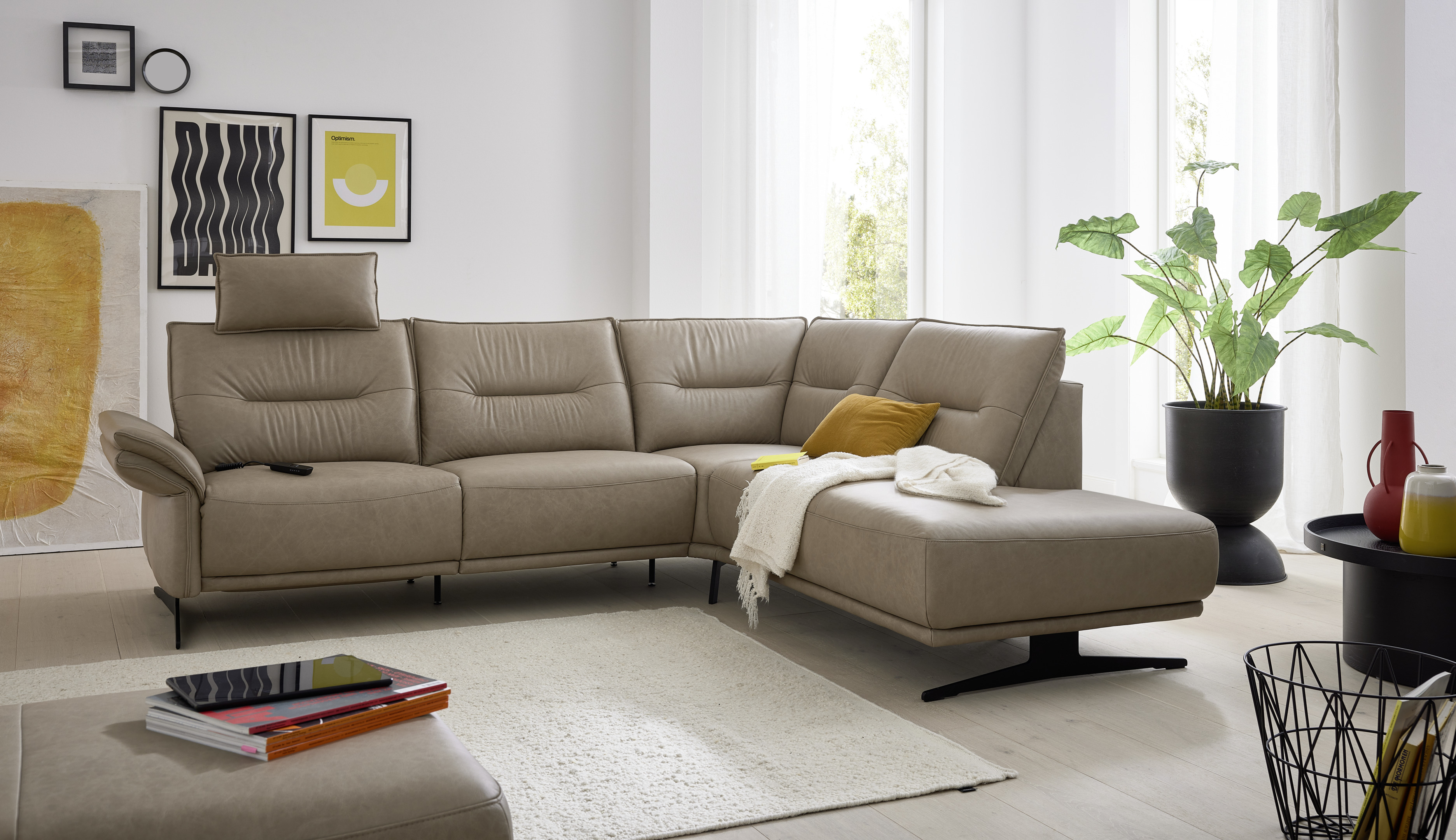 Musterring Polsterecke MR 310 ca. 266x220cm in Leder Vicenza taupe