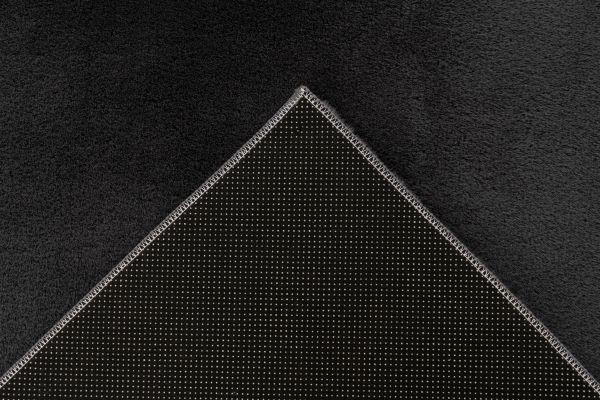Webteppich SPIRIT ca. 80x150cm in Farbe graphite, leder, schwarz, textil, eckige form, punkte