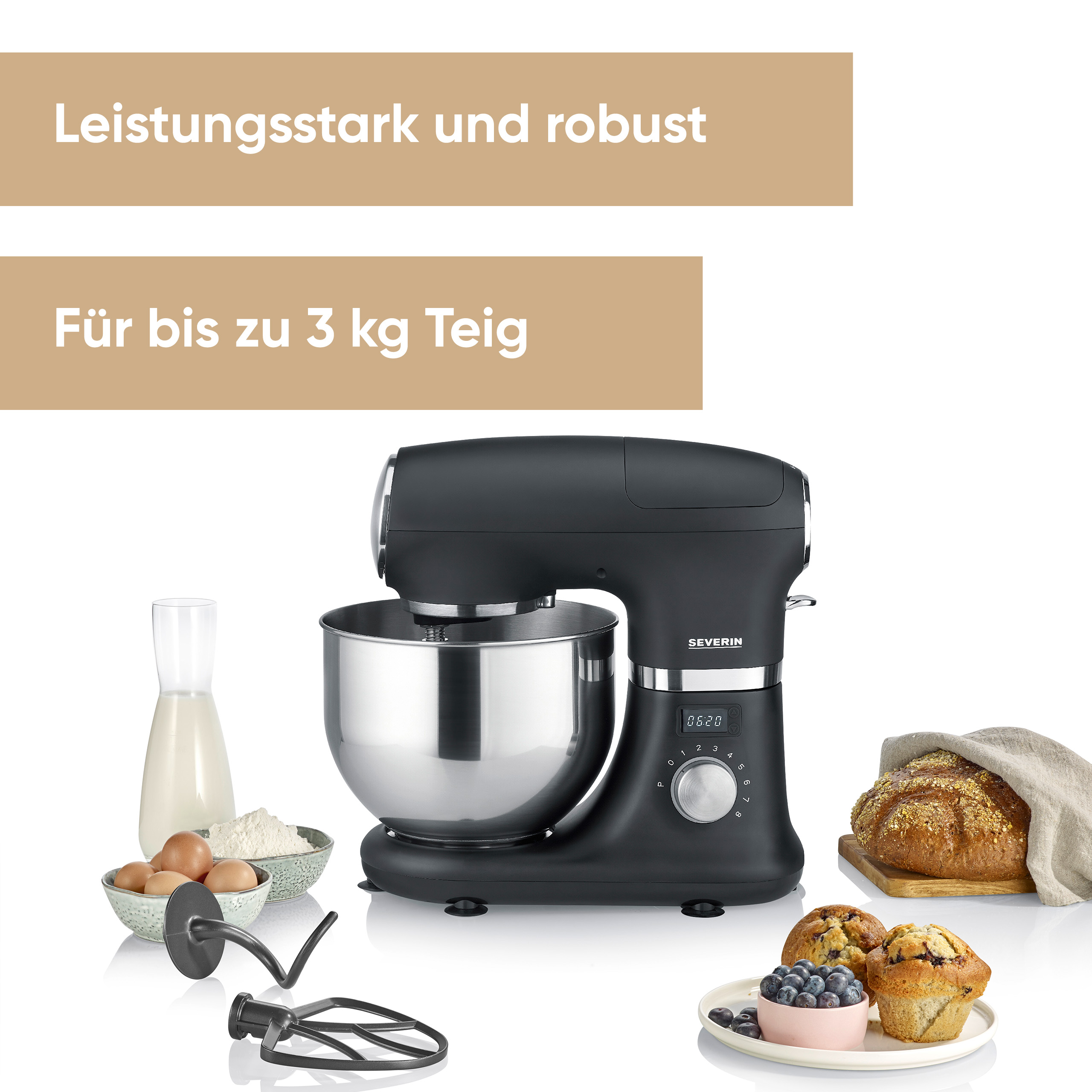 Severin Küchenmaschine KM 3897 in Edelstahl / Matt-Schwarz