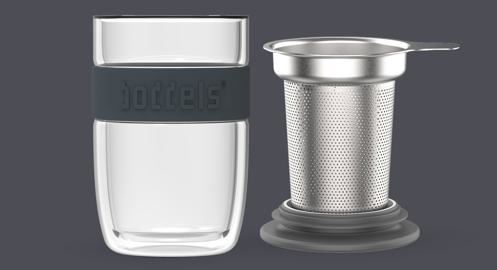 boddels Glasbecher Seev 380ml in Anthrazitblau
