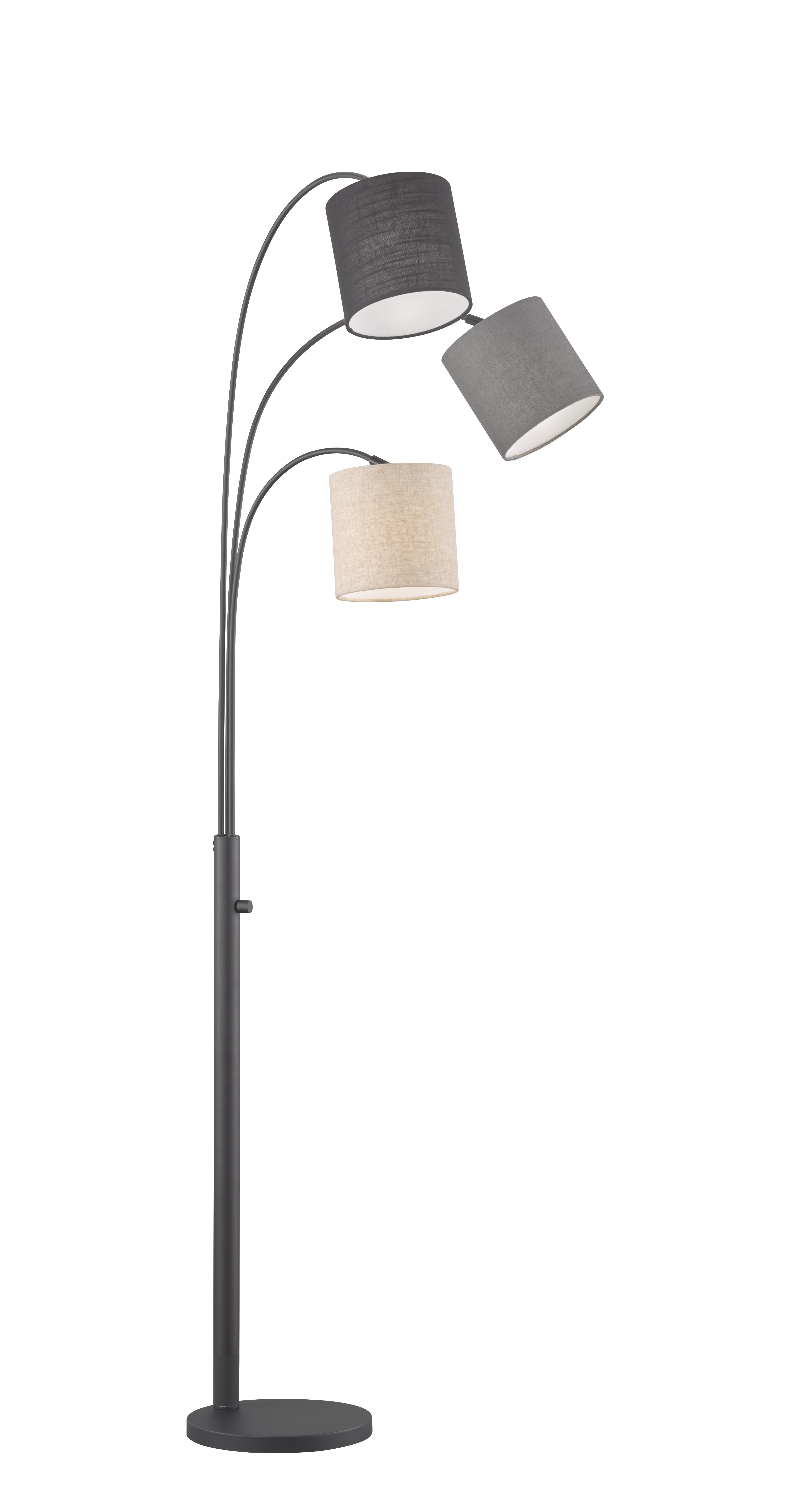 Fischer & Honsel Stehleuchte SHADE in Metall sandschwarz/Stoff sandfarbig Leinen innen PVC weiß