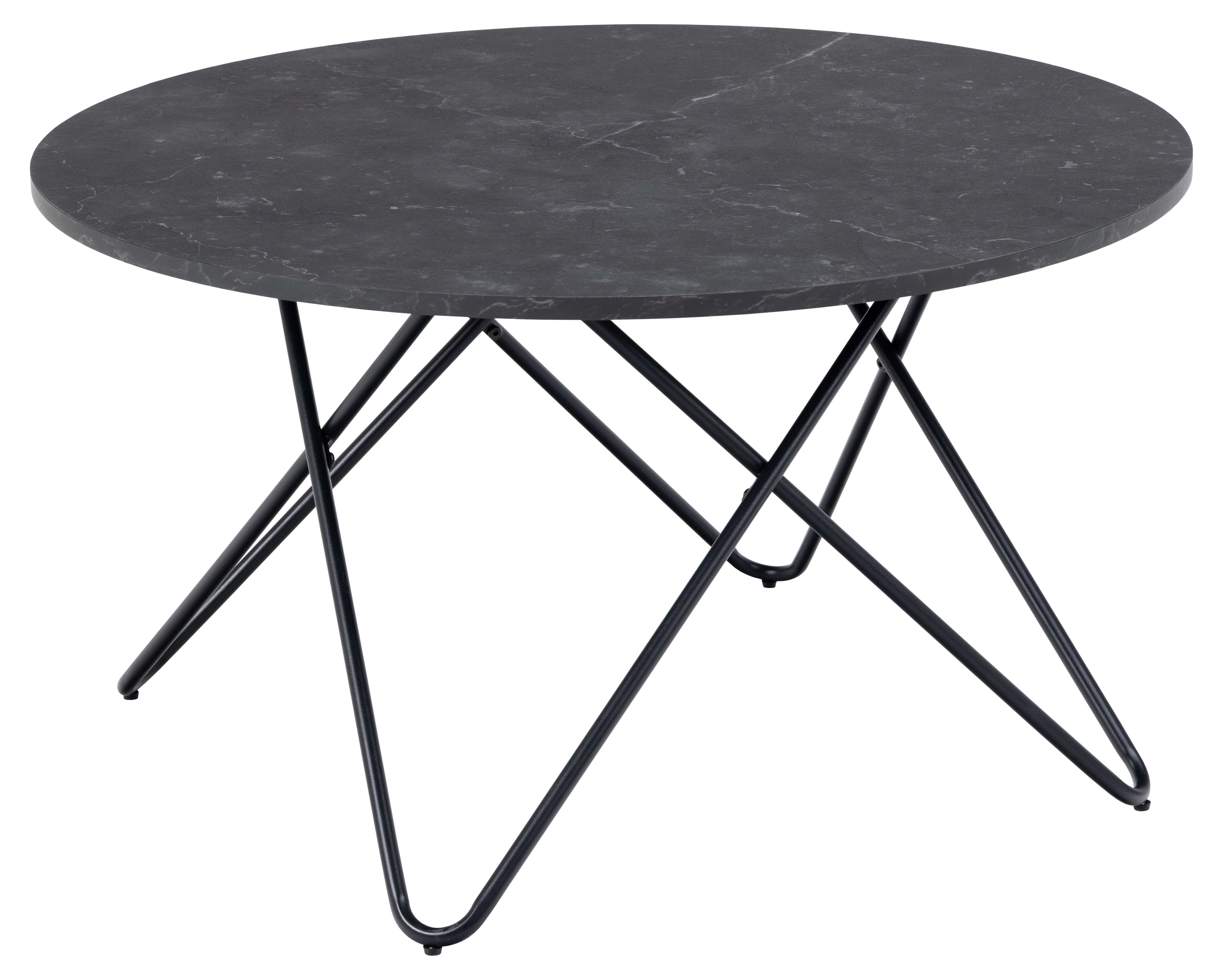 Actona Couchtisch WYRE Ø ca. 80cm in Marmor Izmir schwarz/schwarz matt