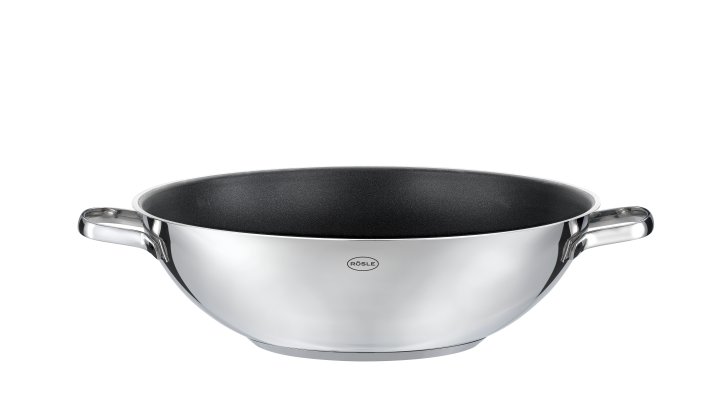 Wok Keramik ProCeraPlus, 32 cm in Silber, Wok, Edelstahl, schwarz innen, groß, Double handle?