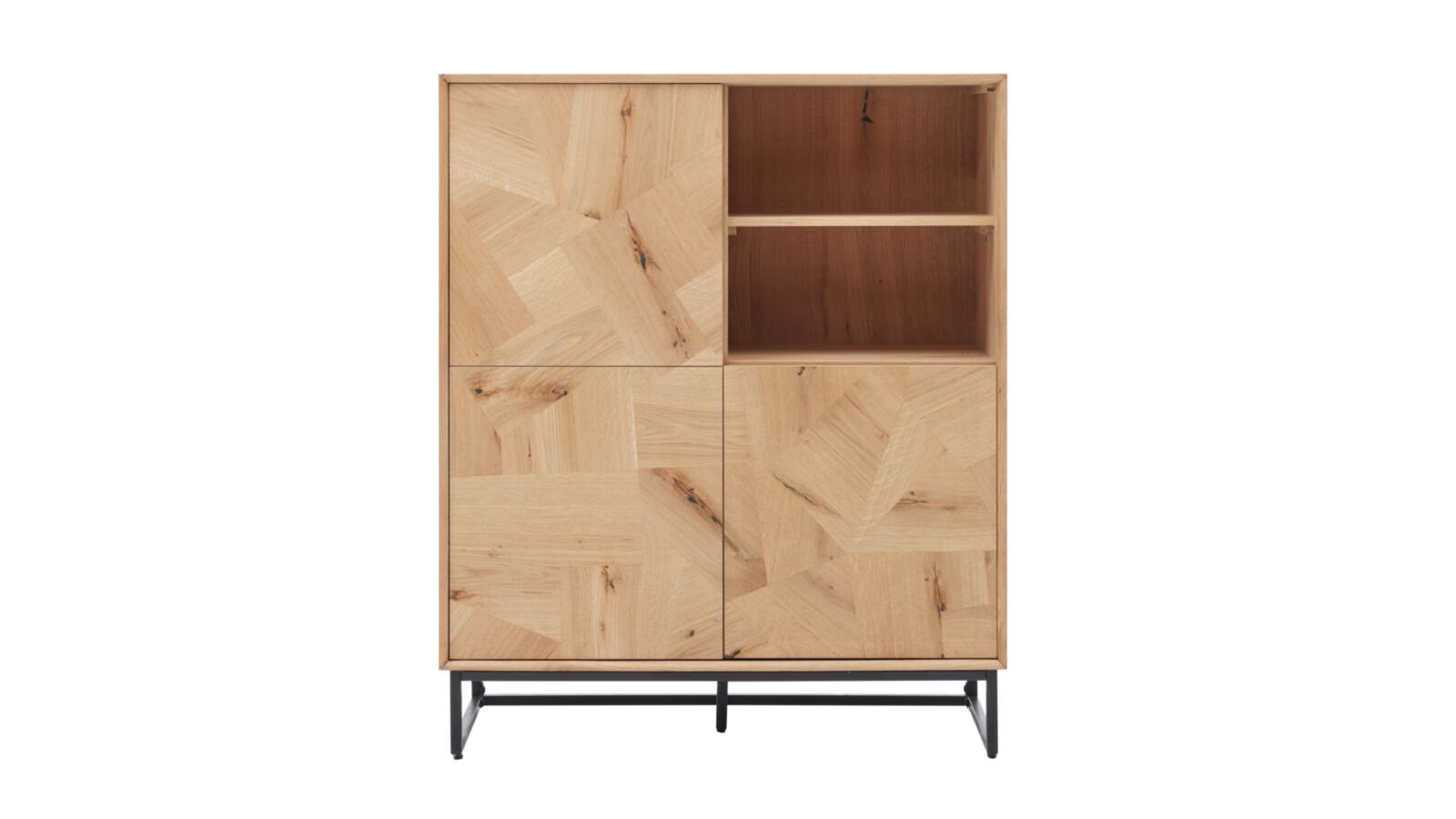 Roomio Highboard NO. 2002 in Eiche Echtholzfurnier natur / Front Patchwork-Design Roomio Highboard NO. 2002 in Eiche Echtholzfurnier natur / Front Patchwork-Design