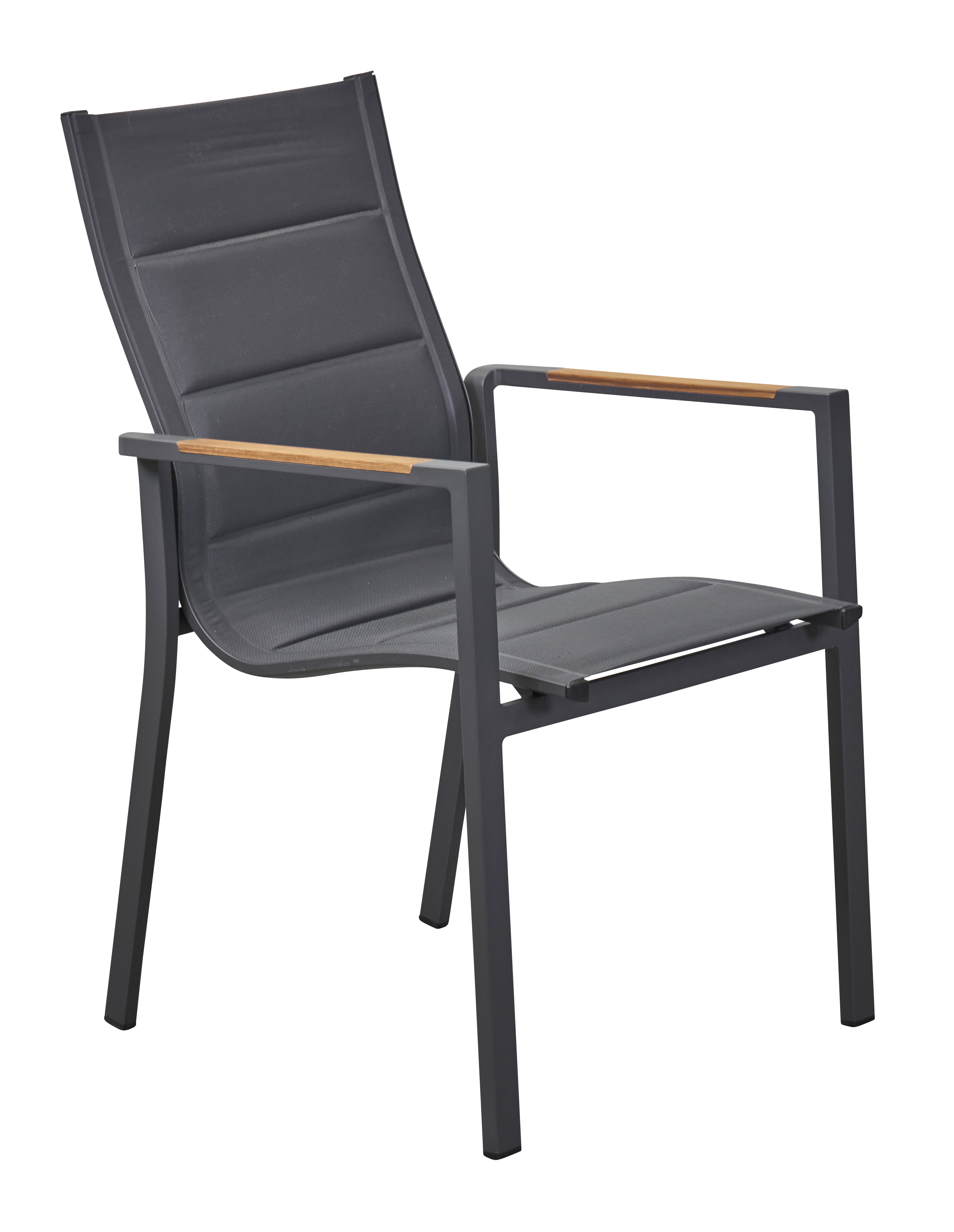 L.C. Wholesaler Stapelsessel UNICAMO in Farbe anthrazit mit Teak-Armlehnen, Moebel, Stuhl, Sessel