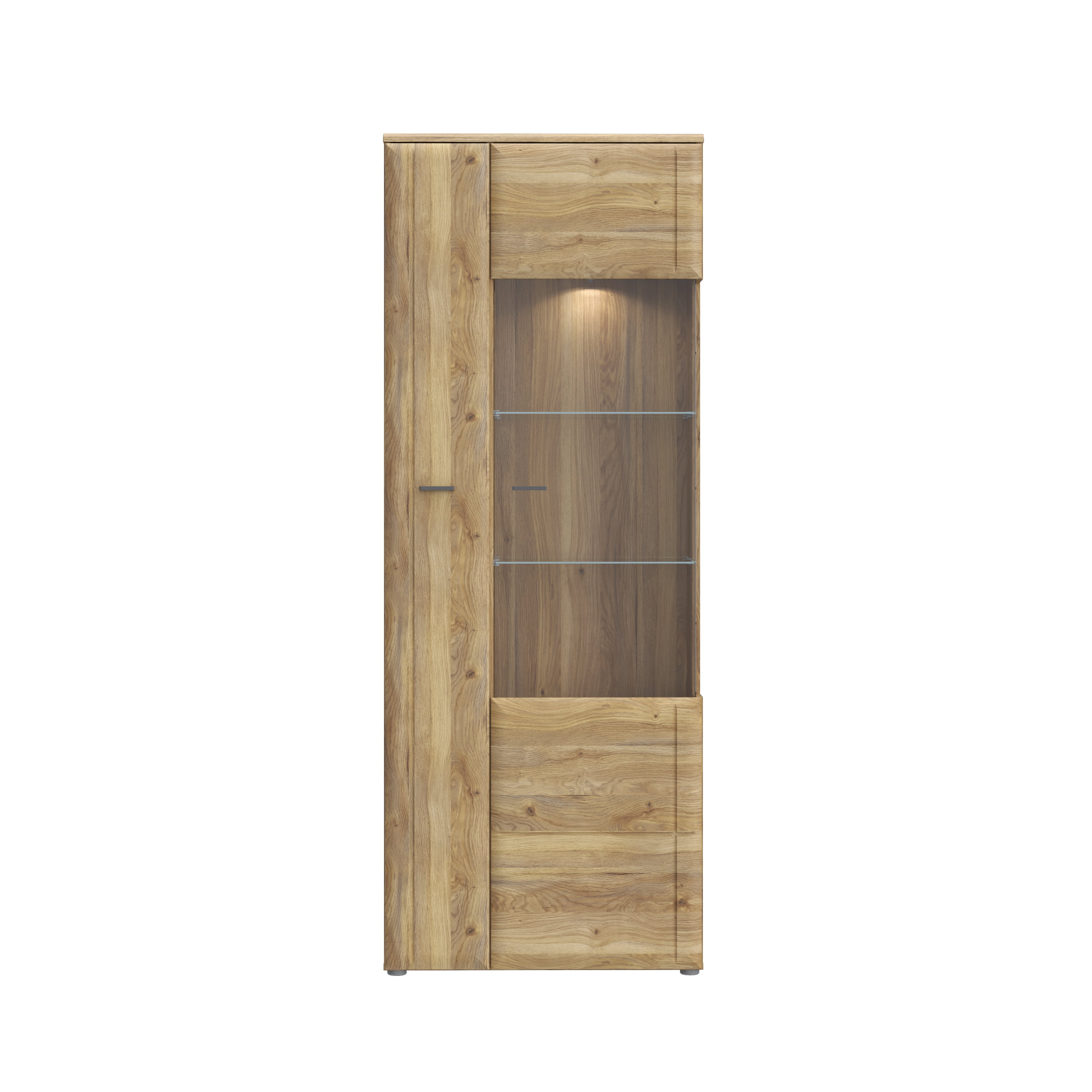 Forte Fabryki Mebli Vitrine AKINORI ca.B75 H198 T42 cm in D108 Novella Eiche Forte Fabryki Mebli Vitrine AKINORI ca.B75 H198 T42 cm in D108 Novella Eiche