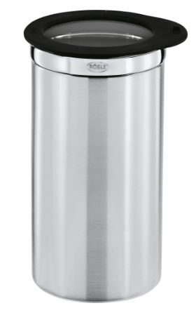 Rösle Kaffeedose mit Deckel 19,5cm, Edelstahl Abfalleimer, Mülleimer, Tretabfalleimer, Silber, Rund
