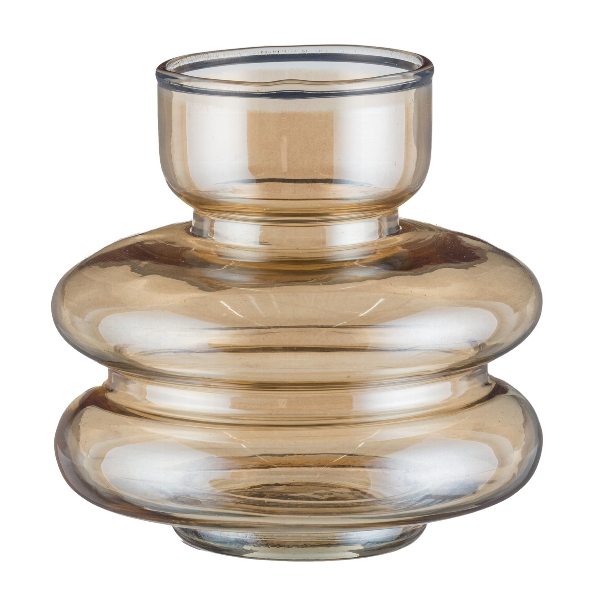 Glasvase ca.12x12x12cm 6124502-39 in Gold, glasvase, kunstglas, bernsteinfarbenes glas, bulbvase, runde form