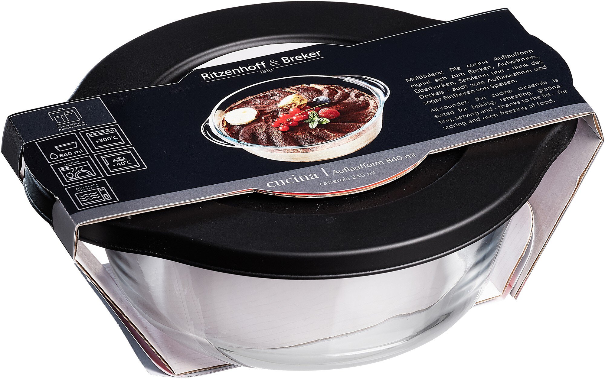 Ritzenhoff & Breker Auflaufform CUCINA 840ml aus Temperglas klar/schwarz Ritzenhoff & Breker Auflaufform CUCINA 840ml aus Temperglas klar/schwarz