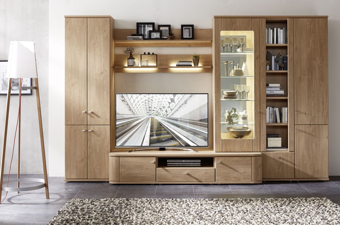 Anbauwand 345 cm PLANO 2 in Holzfarben Stralsunder Möbelwerke Anbauwand PLANO 2 in Wildeiche Nachbildung