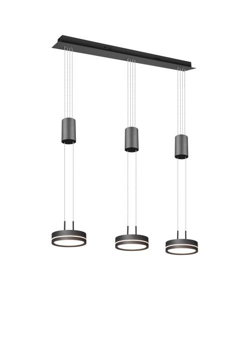 Trio LED-Pendelleuchte FRANKLIN in anthrazit, Schirm Aluminium anthrazit