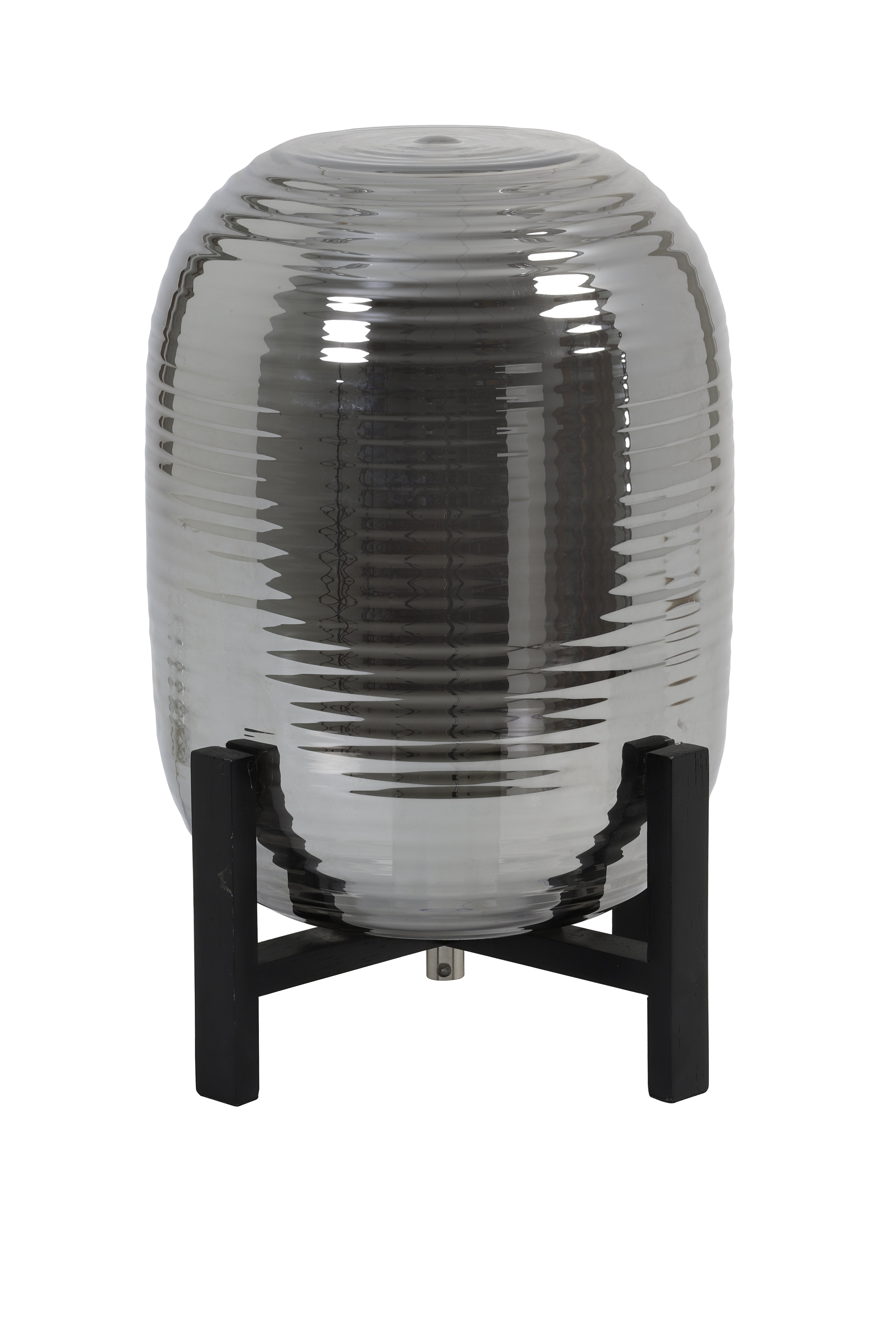 Light & Living Tischleuchte NIBALI in Glas Smoke, Holzfarben Schwarz