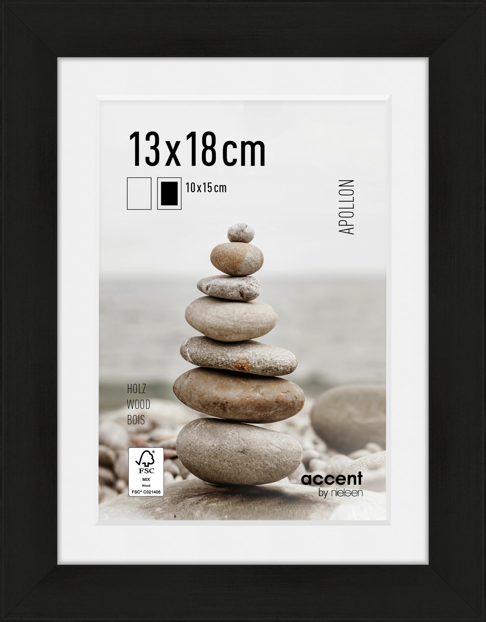 Accent by Nielsen Holz Bilderrahmen Apollon ca. 13x18cm in Farbe Black