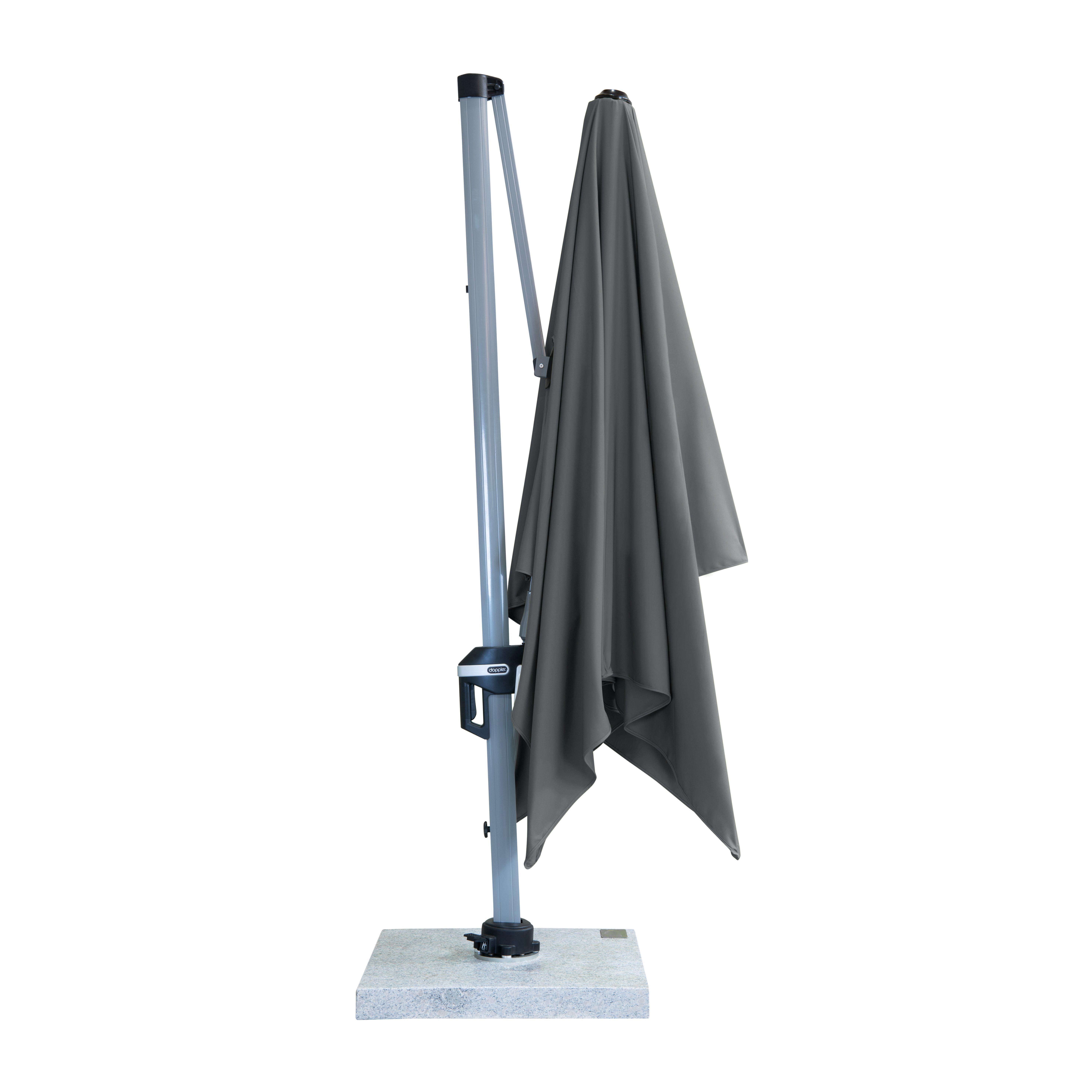 Doppler Pendelschirm Active II ca. 350x260cm in anthrazit, Sonnenschirmständer, Fahnenständer, Schirmhalter, Stahlrohr, Grau