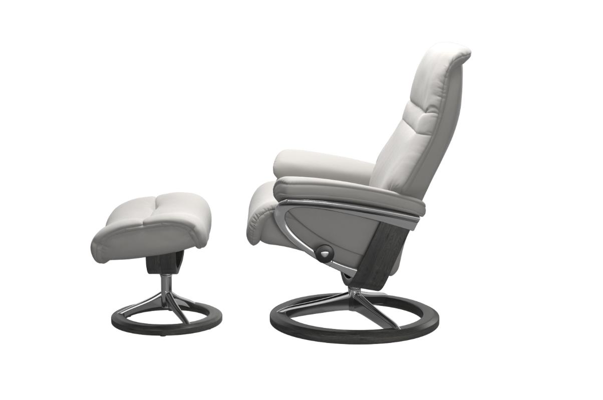 Stressless Sessel mit Hocker SUNRISE ca. B92 H105 T130 cm in Leder Batick 16 Platinum grey