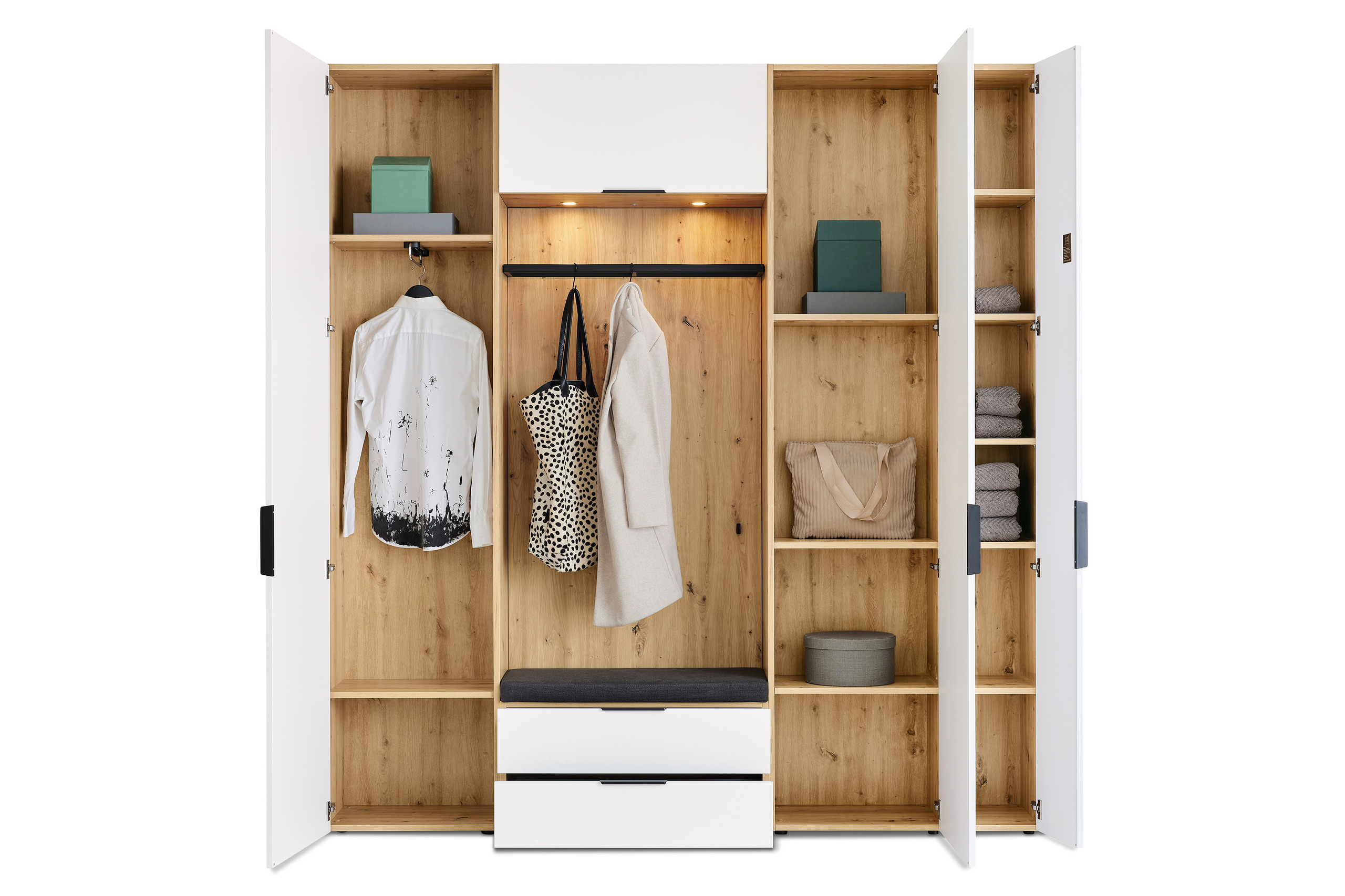 Musterring Garderobenkombination OVIDA ca.B223 H238 T40 cm in Korpus Eiche Artisan, Kleiderschrank, Schrank, Holzoptik, Aufbewahrung, Kleiderstange