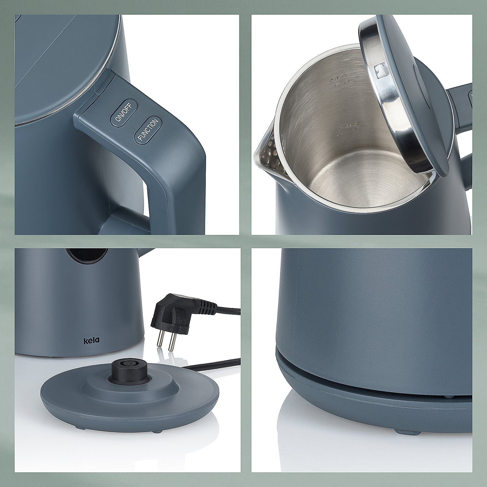 Kela Wasserkocher SANTOS in Farbe creme, Kaffeemaschine, Kessel, Heißwasserbereiter, Anti-Brand, Edelstahl Innenbehälter
