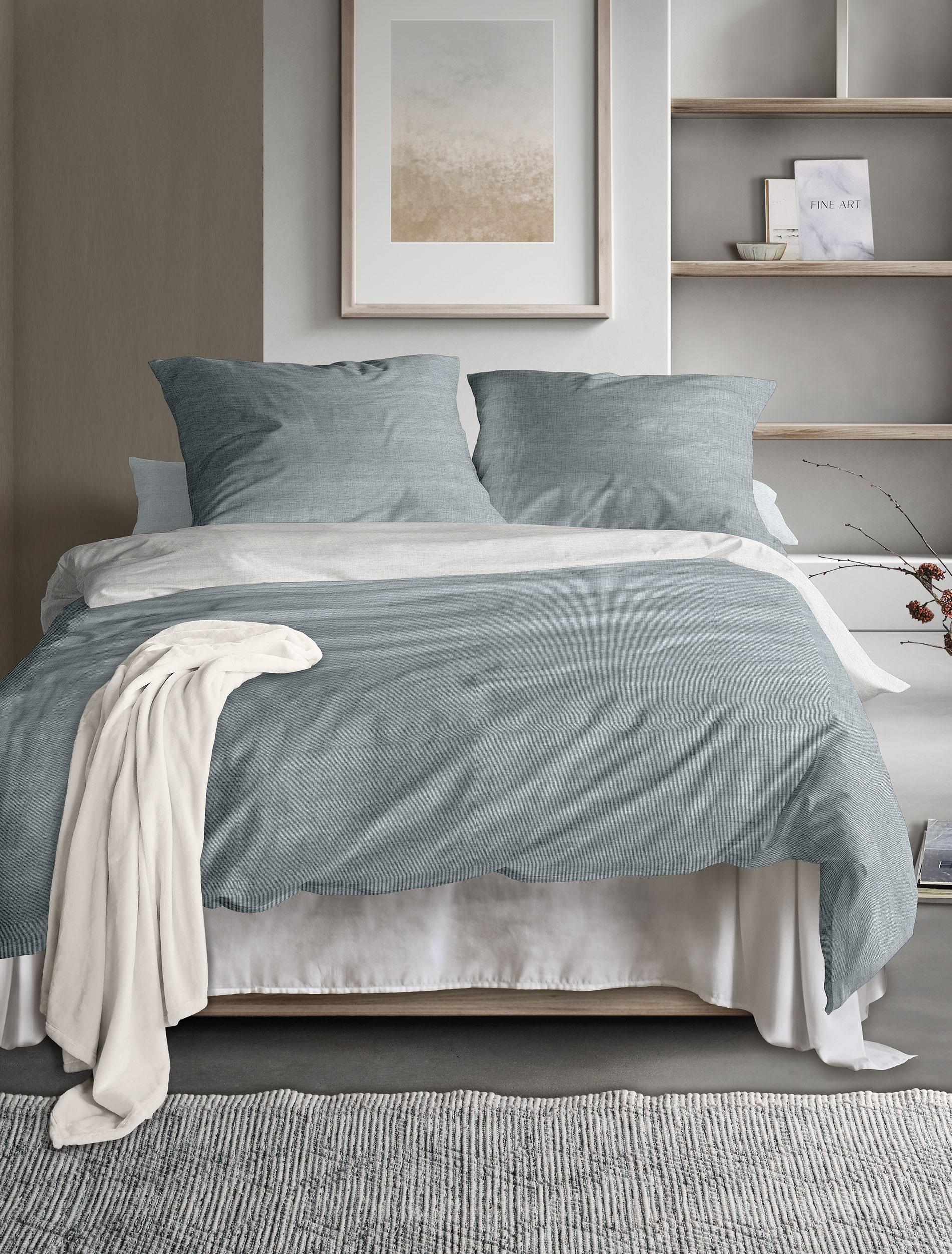Irisette Mako-Satin Bettwäsche WAVE-HK ca. 135x200cm in Farbe blau