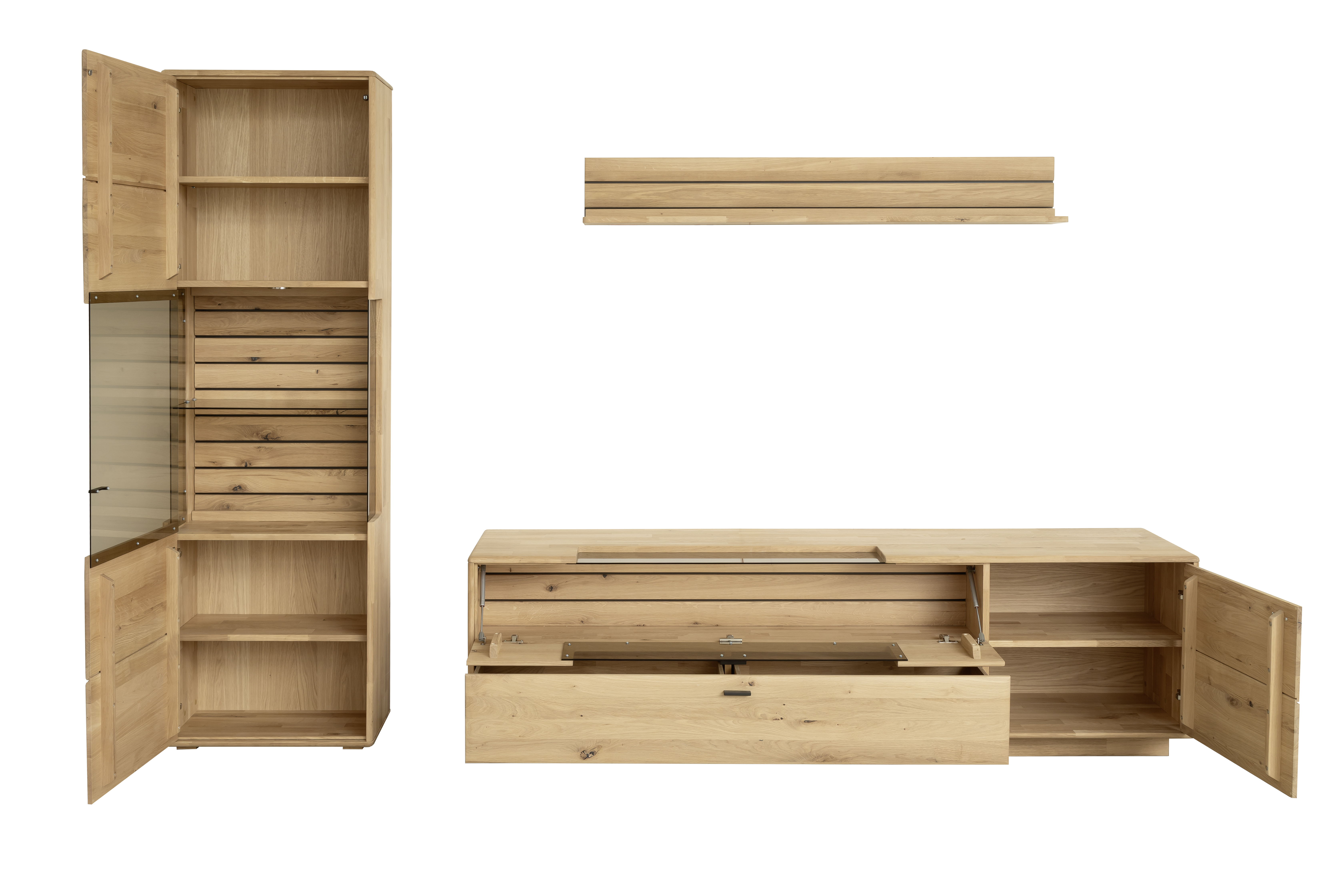 MCA Furniture Wohnkombination GIRONA ca. B293 H207 T50 cm in Ast-/Balkeneiche massiv