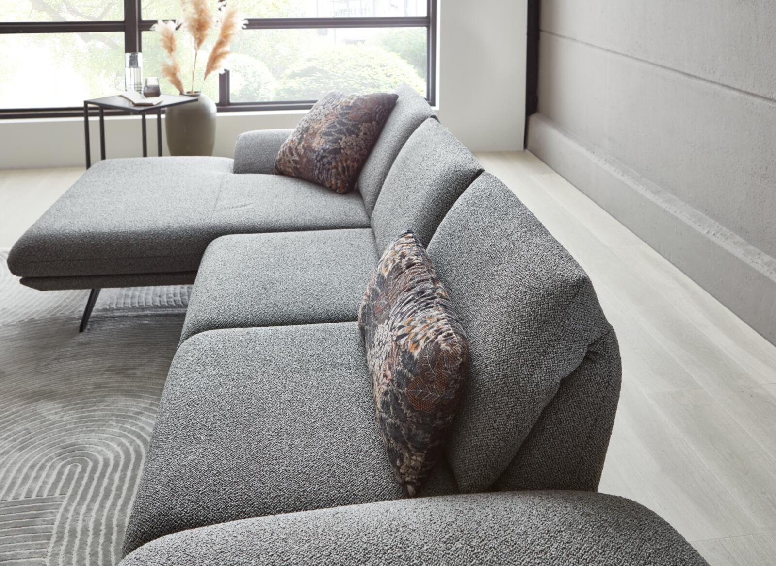 Koinor Eckkombination ELEMENTS ca. 300x152 cm in Stoff Cosmo grau-schwarz, sofa, sectional, grau, Stoff, gemustert