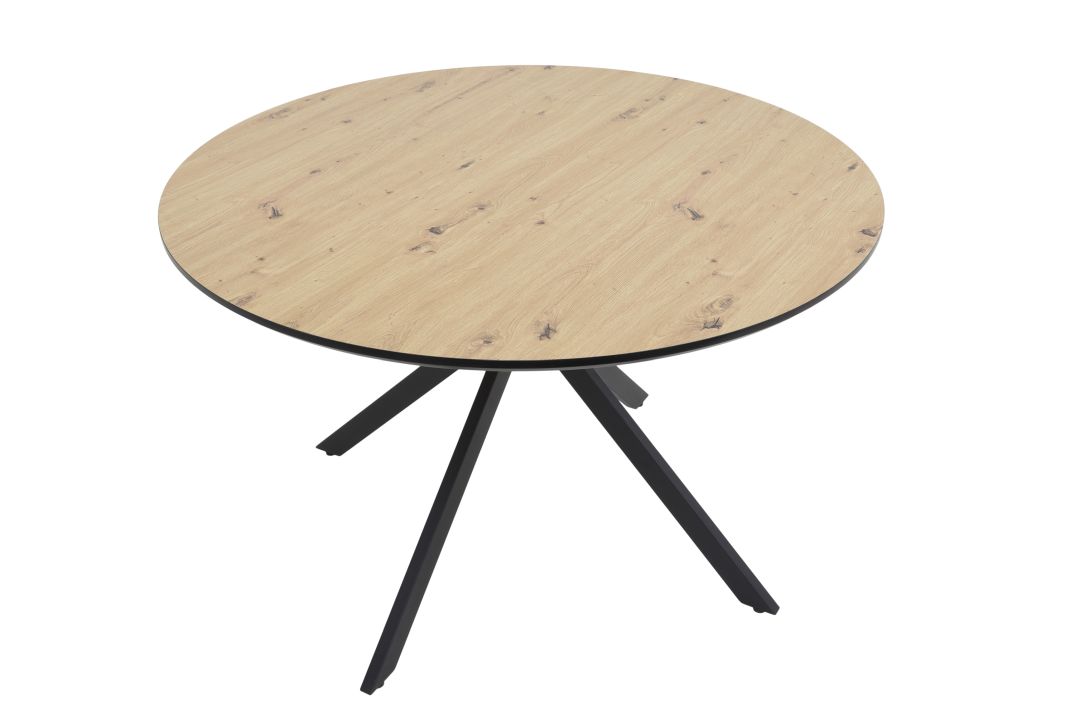Hela Esstisch KINDU T ca. Ø120cm, H76 cm in Artisan Eiche, runder tisch, holzoptik, holzplatte, metallbeine, moderner tisch
