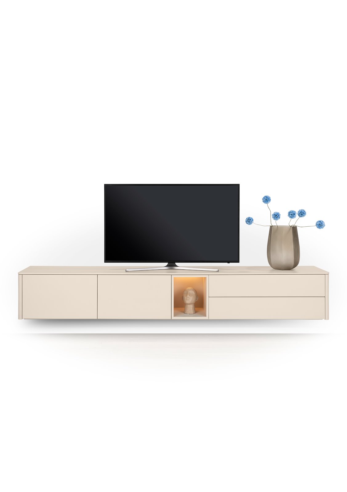 XOOON Lowboard TRENTINO ca. B270 H56 T42 cm in MDF creme lackiert, TV-Möbel, Lowboard, Vitrine, Beige, Flachbildschirm