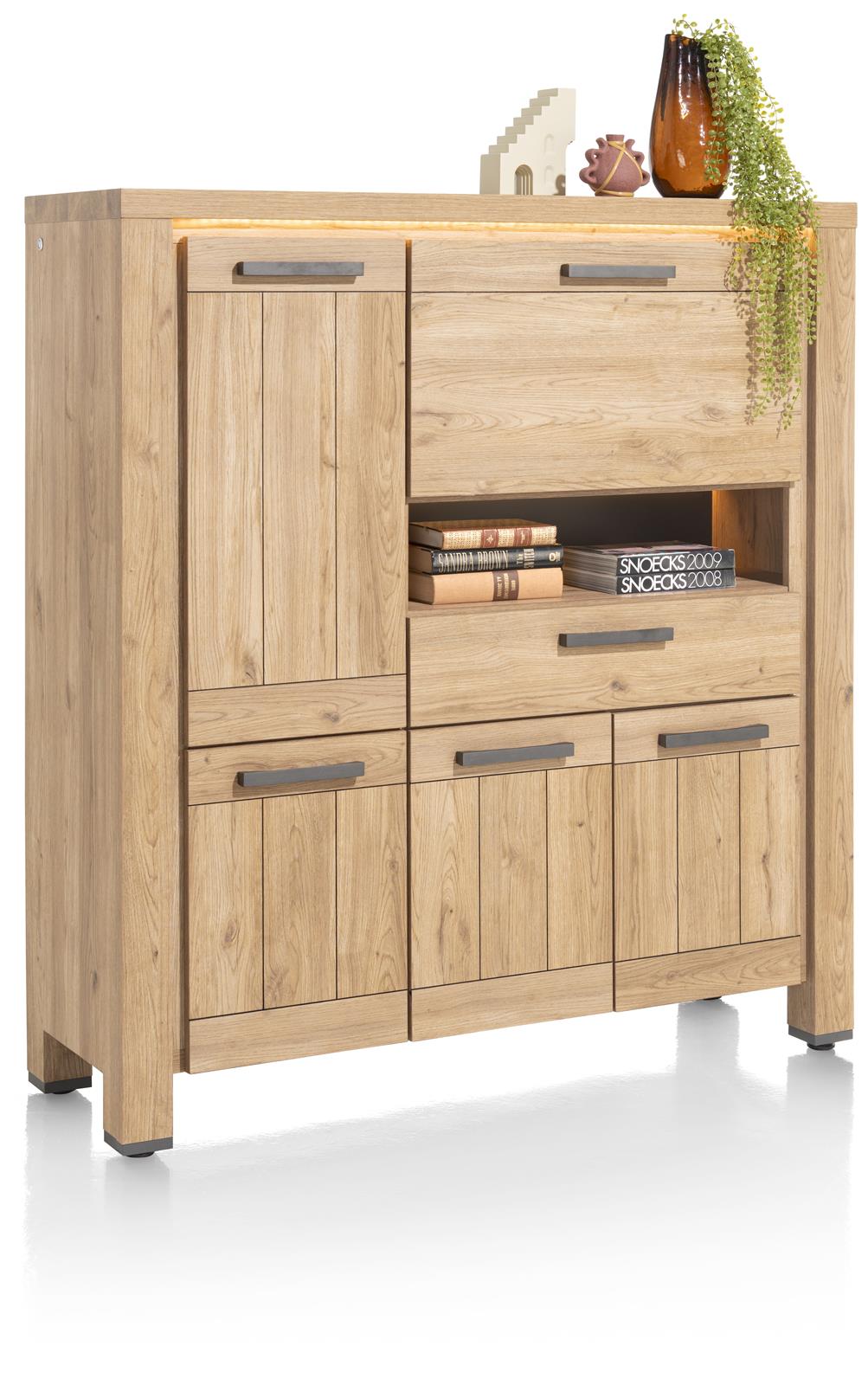 Henders & Hazel Highboard DELMONTE ca. B130 H140 T42 cm in Eiche natur furniert Henders & Hazel Highboard DELMONTE ca. B130 H140 T42 cm in Eiche natur furniert