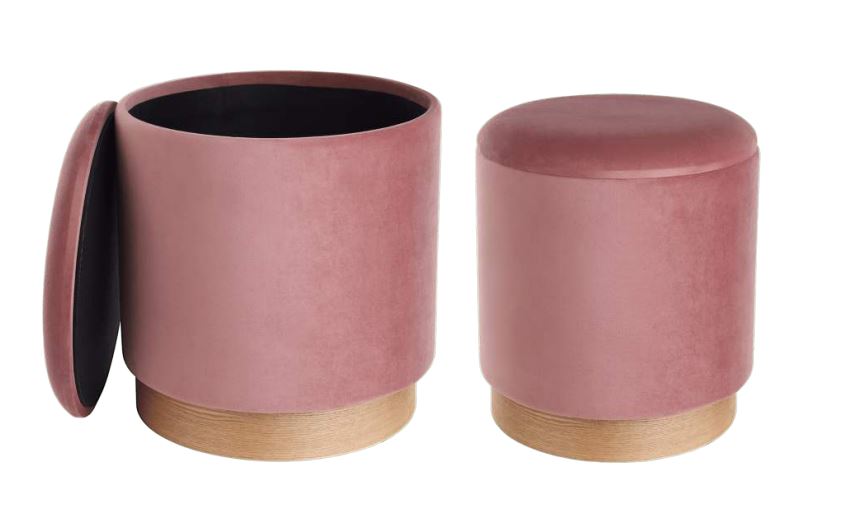 Eglo Living Hocker 2er Set MASHIKE in Samt altrosa, Moebel, Tasse, Zylinder