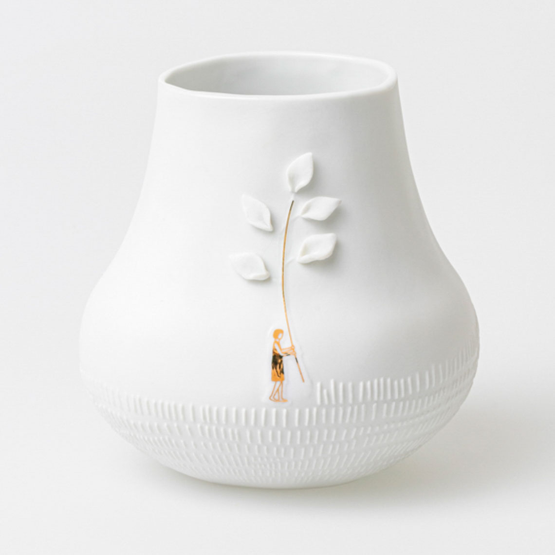 Vase WIESE in Farbe weiß, vase, porcelain, weiß, erhaben, baummotiv