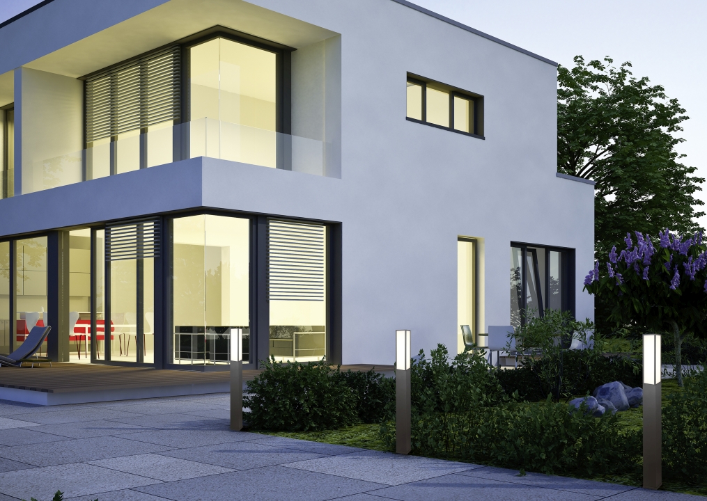 Trio LED-Pfosten FUERTE in anthrazit, Glas Kunststoff weiß