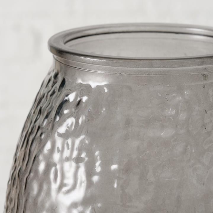 Boltze Vase Rifla, Glasgefäß, Strukturiertes Glas, Transparente Optik, Breite Öffnung