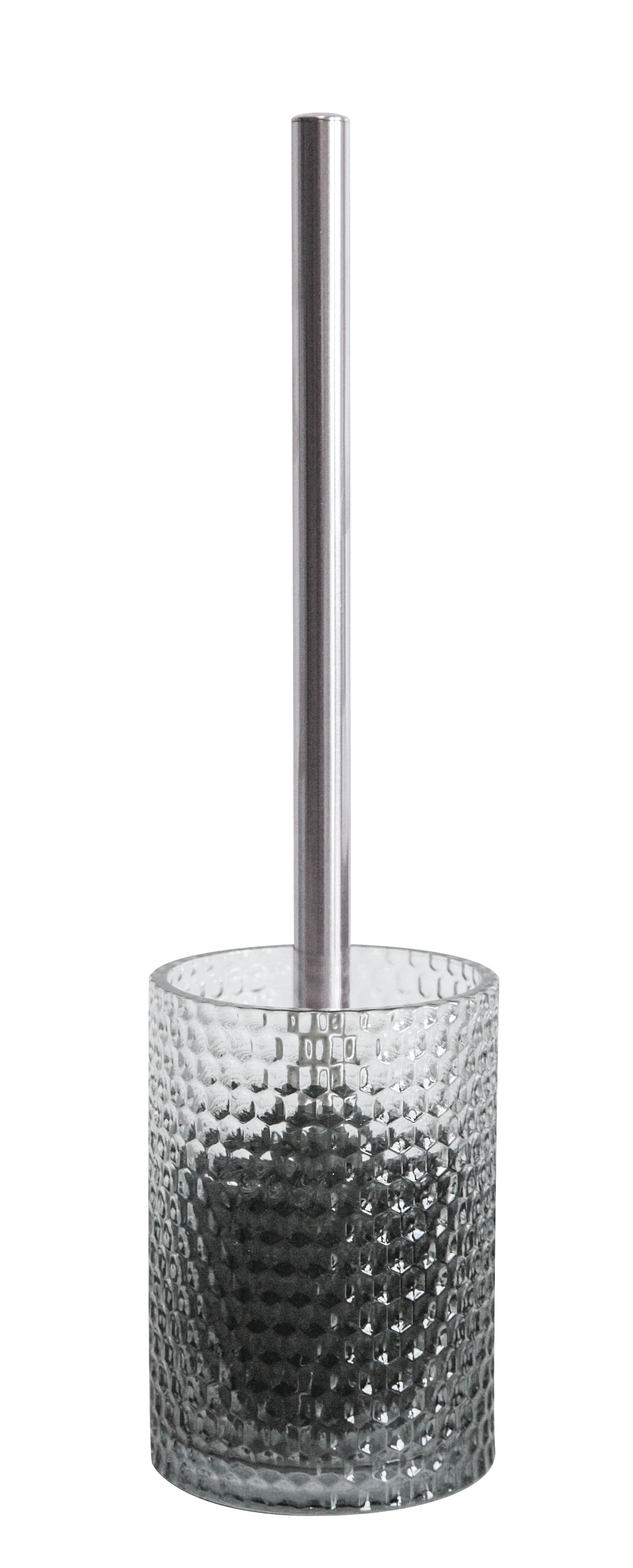 Kleine Wolke WC-Bürsten-Halter MELUA ca. 9,5x9,5cm in Farbe Anthrazit, Toiletbürste, Glasbehälter, Edelstahl, Strukturiert, Bürste, Toilette Bürste, Bürstenhalter, Stahl, Silber, Hammered-Glass