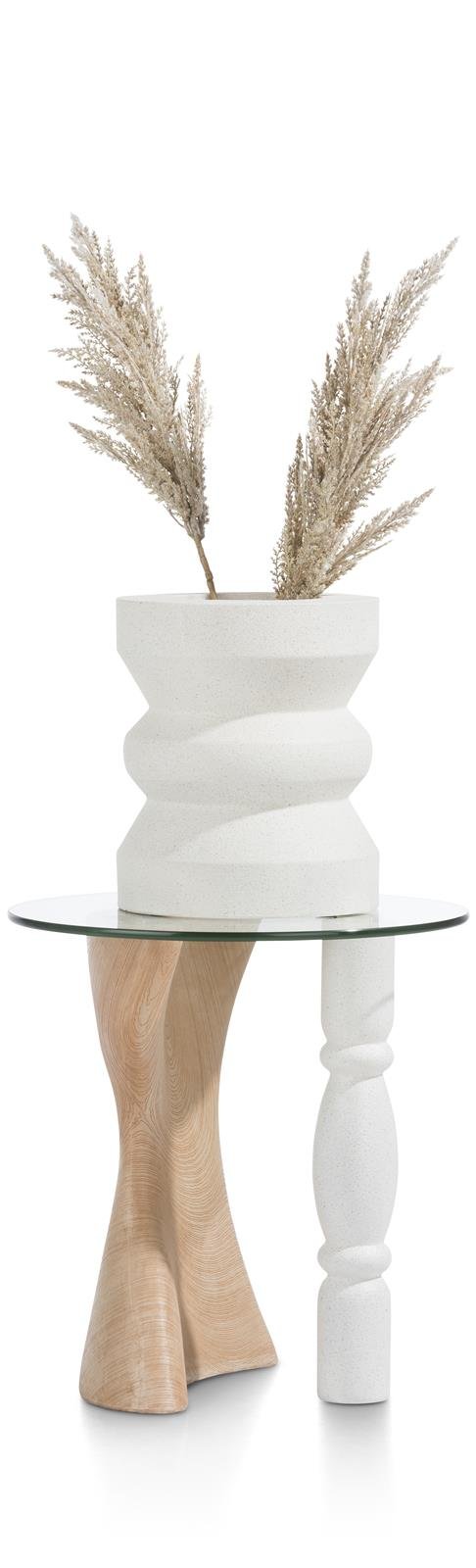 Coco Maison Beistelltisch Anna, ca. 45 x 47 x 45 cm in Holzoptik mit Glasplatte