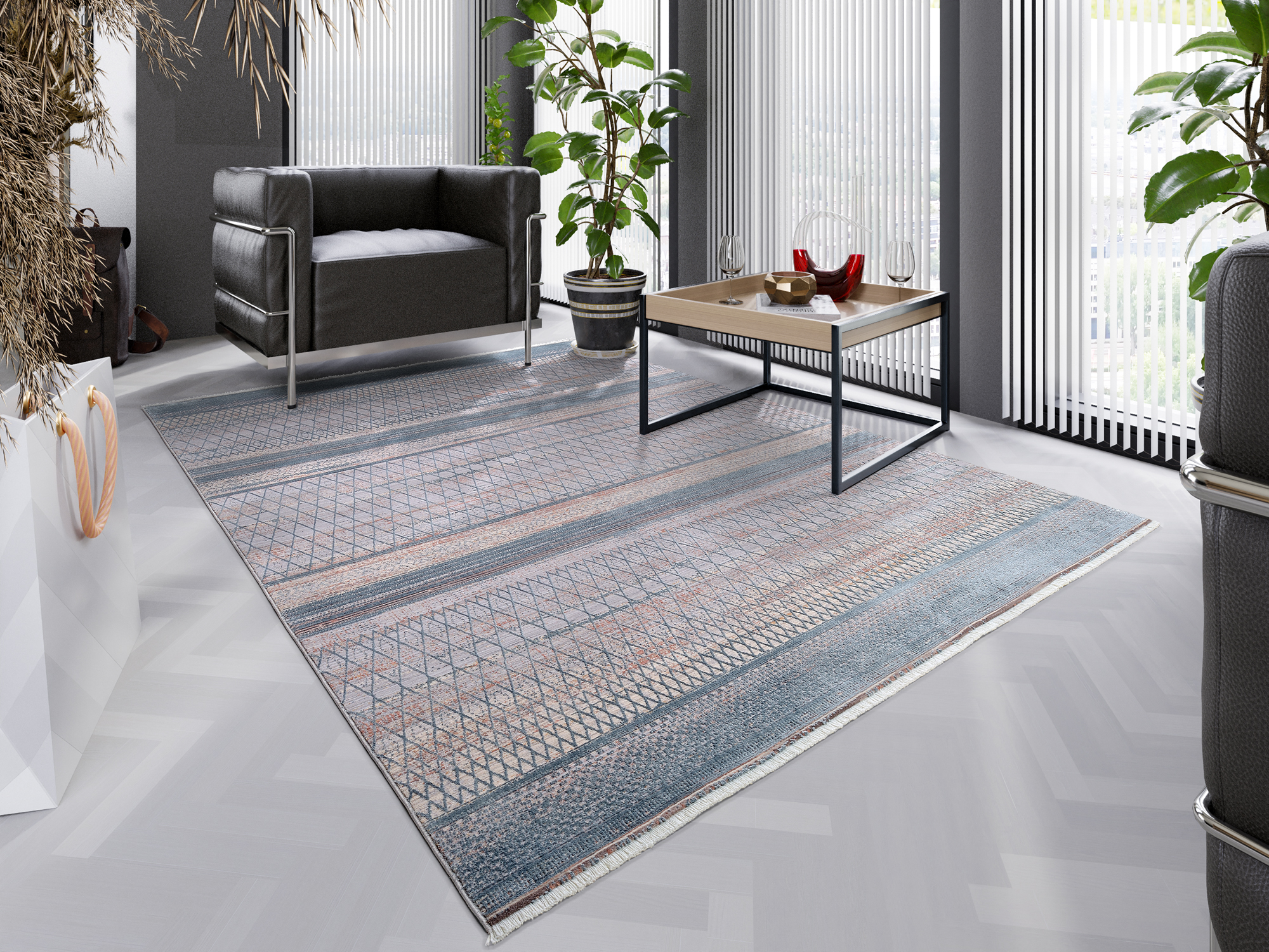 OCI Webteppich ca. 160x230cm in Farbe blau-creme OCI Webteppich ca. 160x230cm in Farbe blau-creme