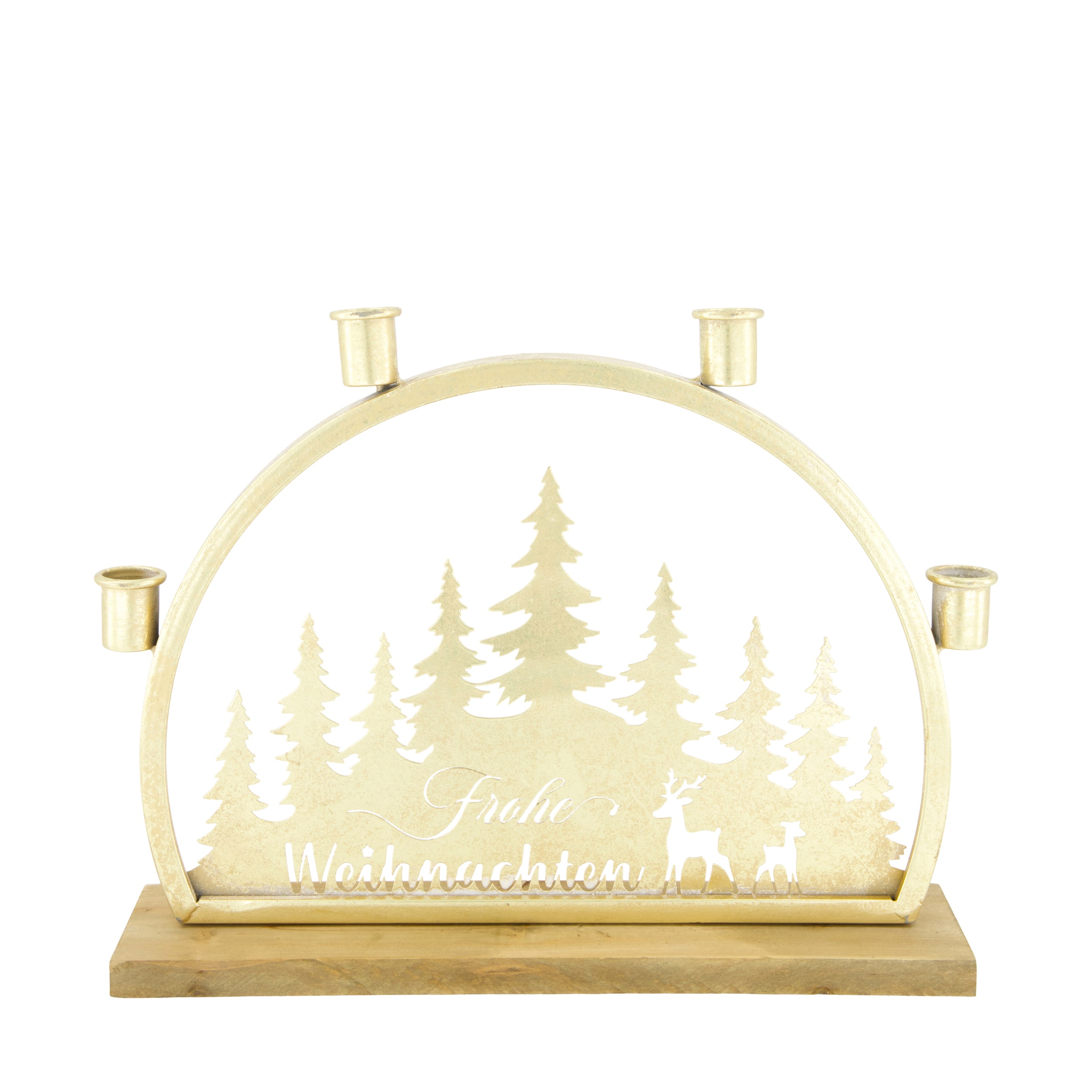 Dijk Natural Collections Dinnercandle holder Frohe Weihnachten in Farbe gold