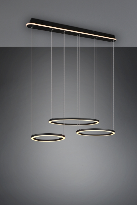 Trio LED-Pendelleuchte Morrison in schwarz matt 