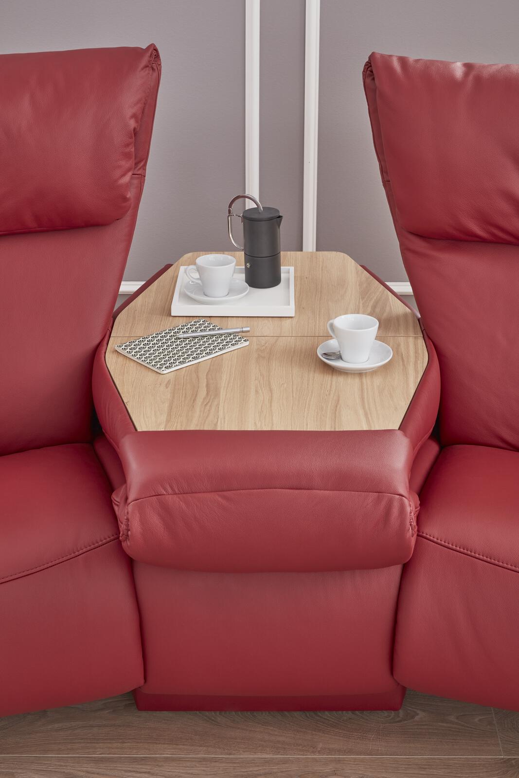 Comfortmaster Trapezsofa in Leder Longlife merlot