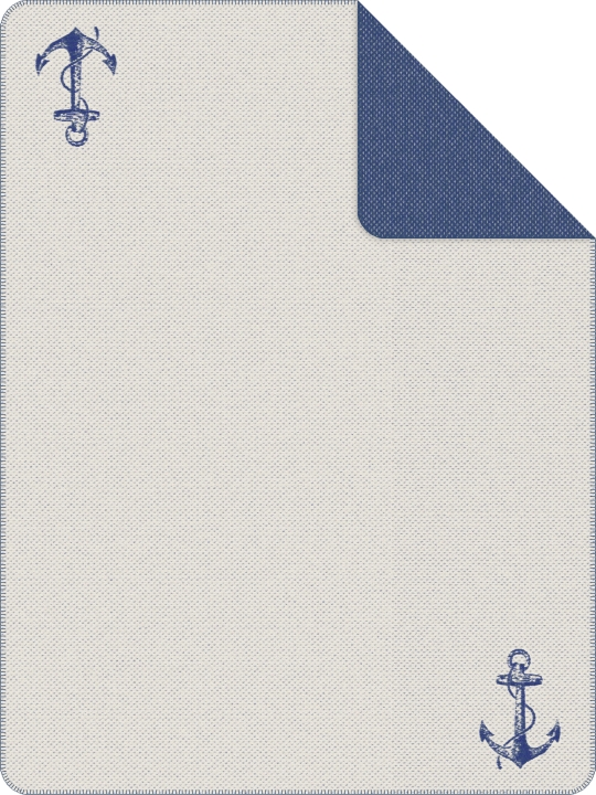 Ibena Jacquard-Decke FEHMARN 150x200cm in Farbe wollweiß/blau