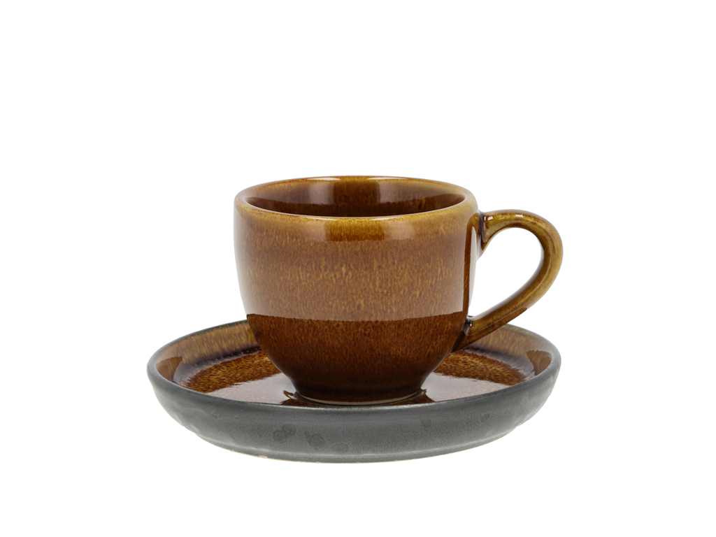 BITZ Espressotasse mit Untertasse 0,07 Liter in Farbe amber/schwarz