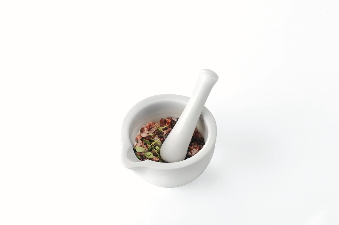 GEFU Mörser MACINO in Farbe weiß, Mörser, Pestle, Gewürzmörser, Küchenmörser, Kräuterzerkleinerer