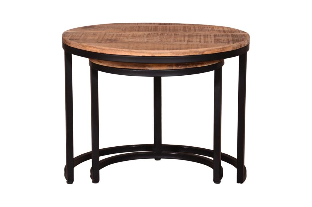 Direct 4 Home Couchtisch 2er SetIron ca. 58 / 42 cm Durchmesser in Massivholz natur