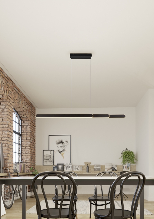 Trio LED-Pendelleuchte HELIOS in schwarz matt, Kunststoff weiß