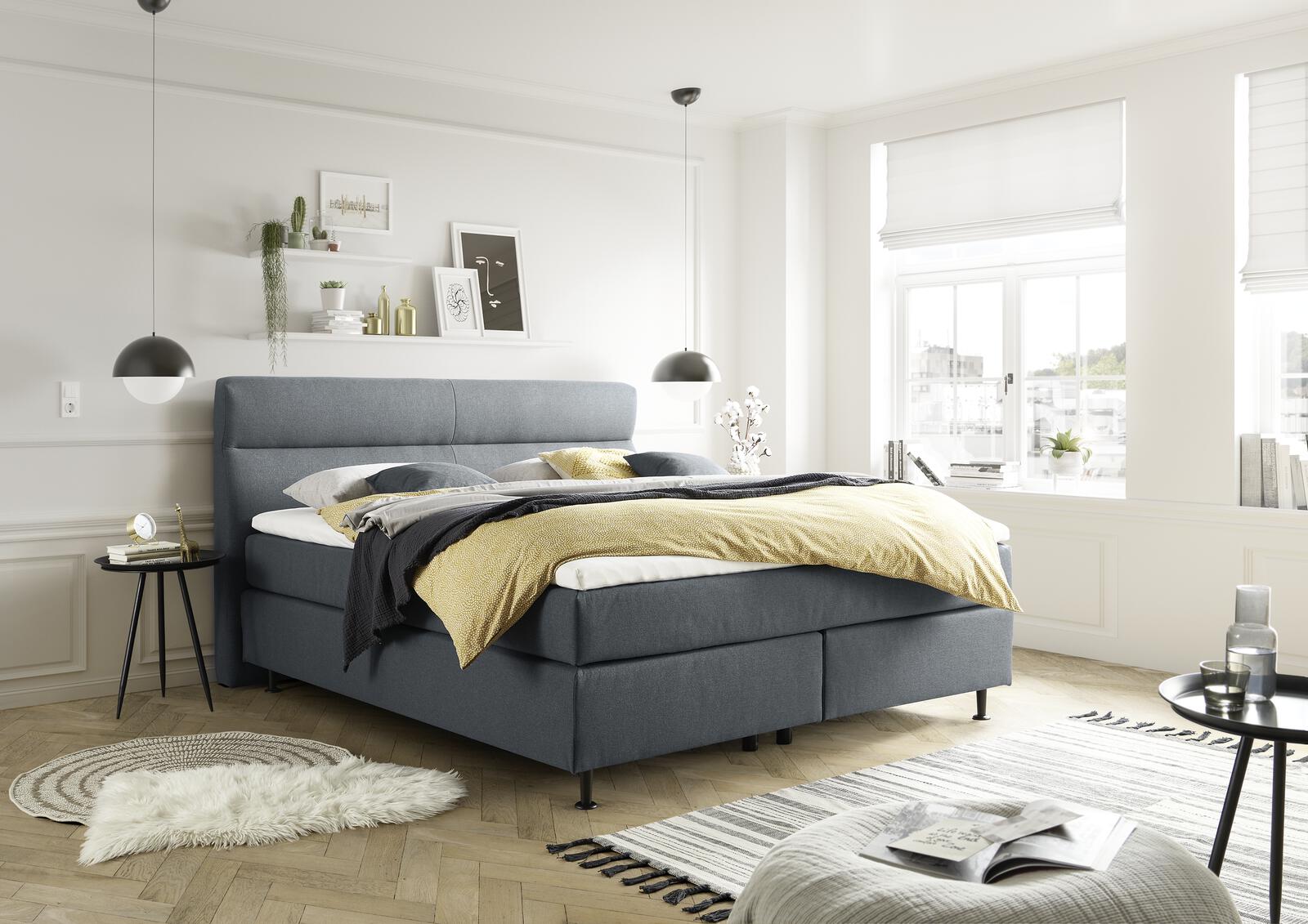 Breckle Boxspringbett BOXSPRINGBETT III ca. 180x200cm Blau Breckle Boxspringbett BOXSPRINGBETT III ca. 180 x 200 cm in Stoff 5087 blau