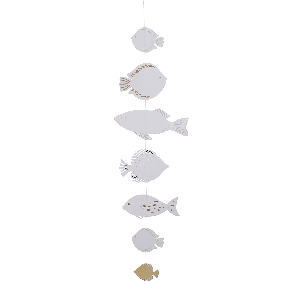 Räder Papierkette Fische in Farbe weiß / gold, weihnachtsschmuck, fischkette, dekorative kette, hängedeko, holzpapier