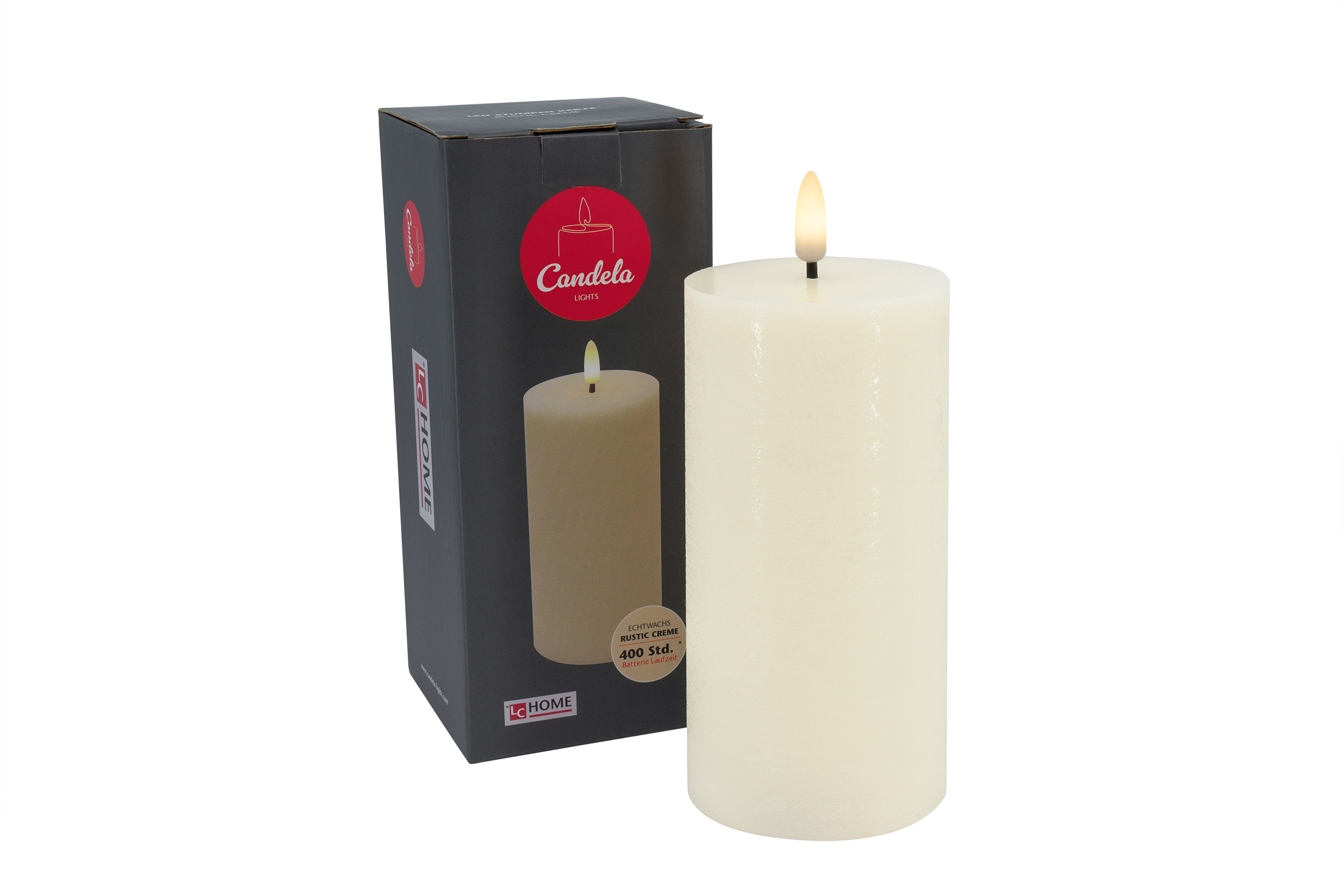 LED-Stumpenkerze BASIC in Beige L.C. Wholesaler LED-Stumpenkerze BASIC ca. Ø 7,5, H 15cm in cream rustic, 7.5x15cm
