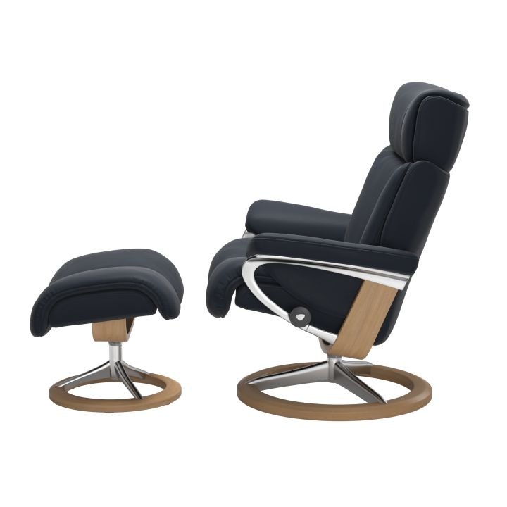 Stressless Sessel mit Hocker Magic Signature (M) in Leder Paloma Shadow blue