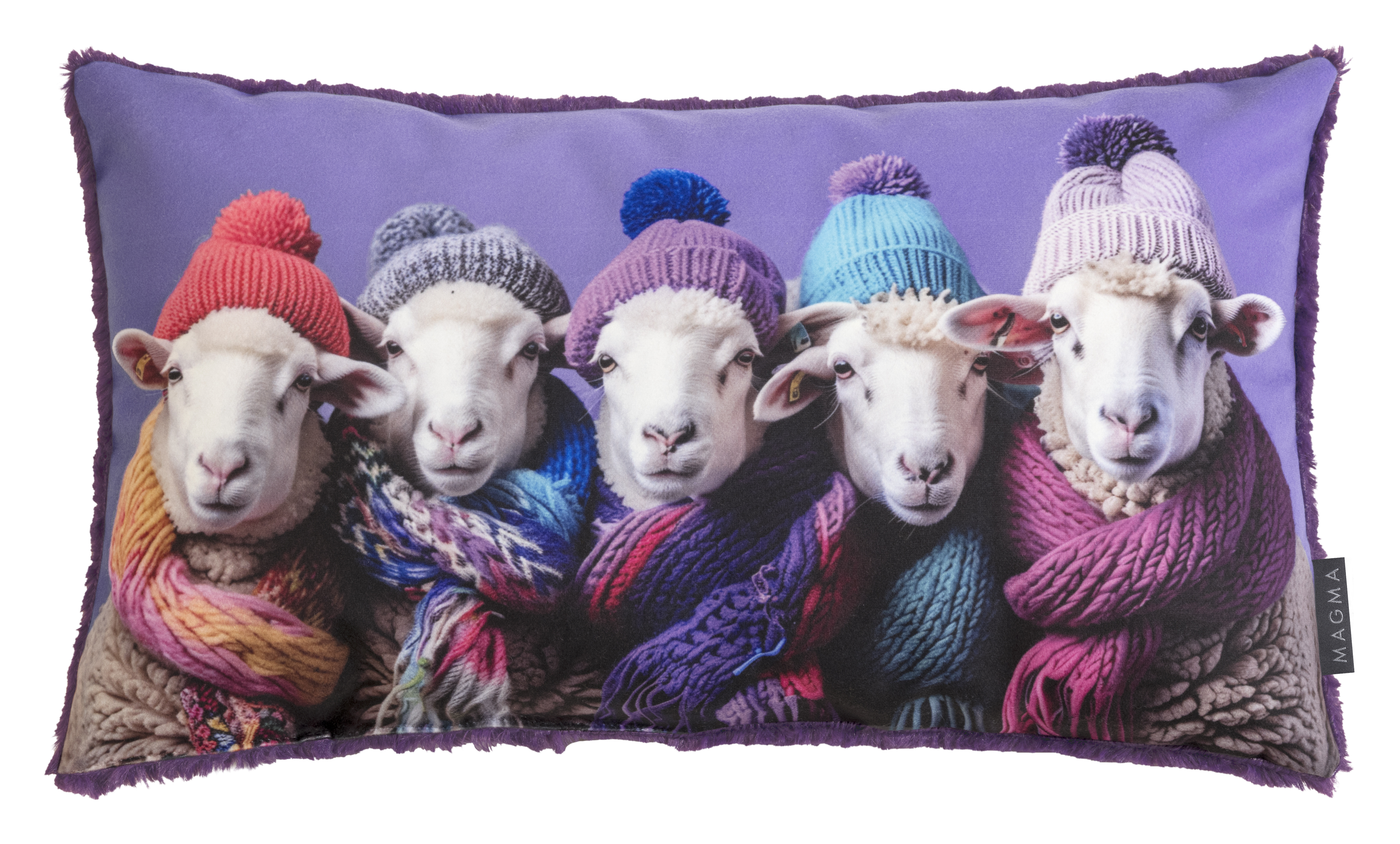 Magma Heimtex Kissen Crazy 30x50cm CRAZY in Farbe Lila Magma Heimtex Kissen Crazy 30x50cm CRAZY in Farbe Lila, Kissen, Wolle, Tiermotiv, Lamm, Pompon