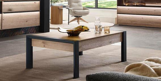 Hartmann Couchtisch ANEA ca. 121 x 75 cm, Höhe 44 cm in Kerneiche natur sandgestrahlt, Esstisch, Holztisch, Couchtisch, Geradliniges Design, Holzplatte