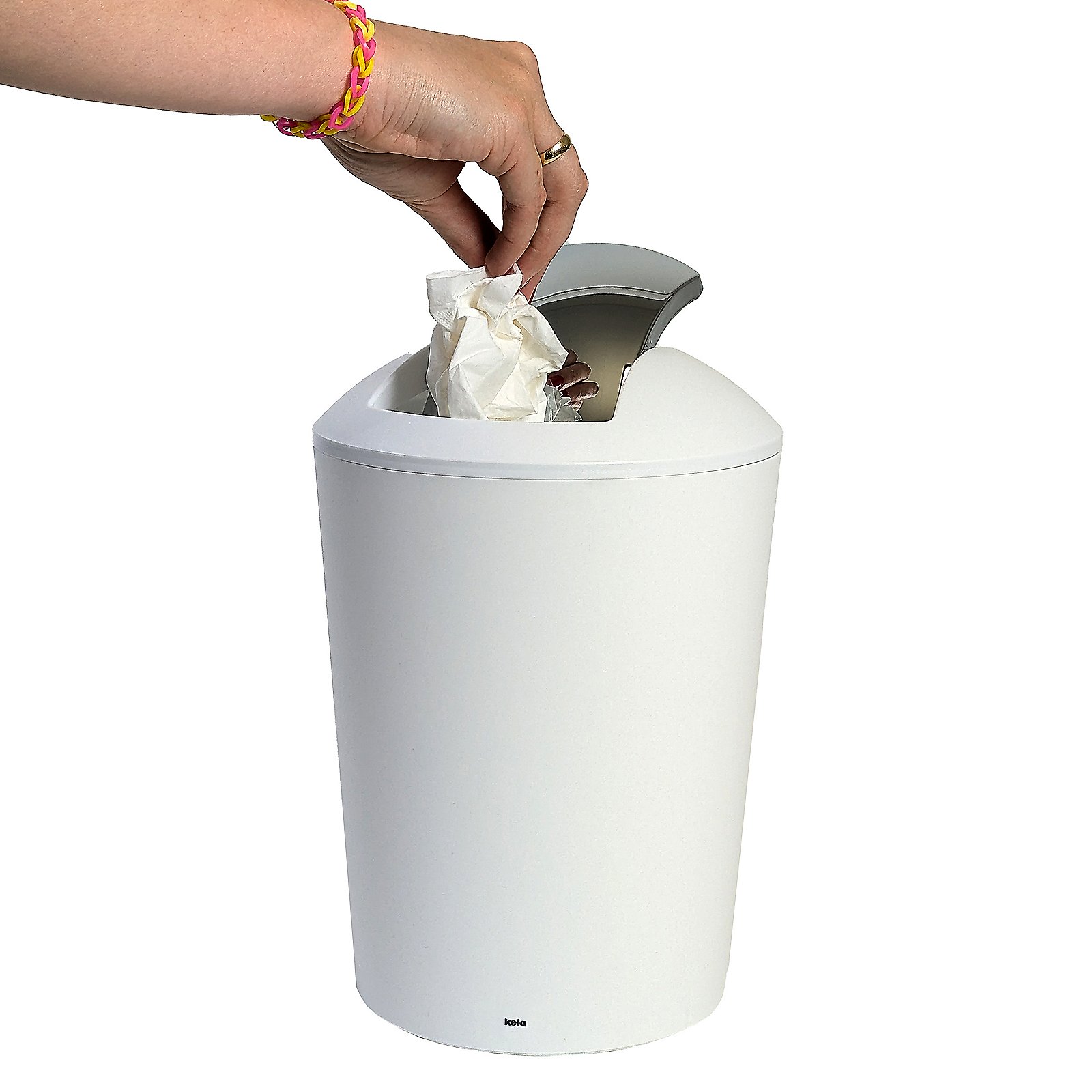 Kela Schwingdeckeleimer MARTA in Farbe Weiß, abfalleimer, trash can, abfalleimer mit deckel, weiß, plastik, Mülleimer, Abfallbehälter, weiß, modern, Tretmülleimer