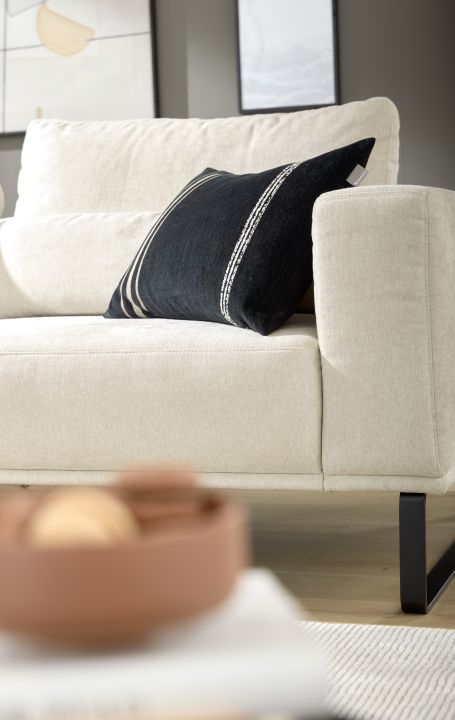 Musterring Polsterecke JustB! ca. 290x308cm in Stoff Yelda natur, Sofa, Wohnzimmer, Sitzkissen, Beige, Couch